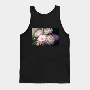 Watercolor Painting of Pale Pink Peonies Tank Top